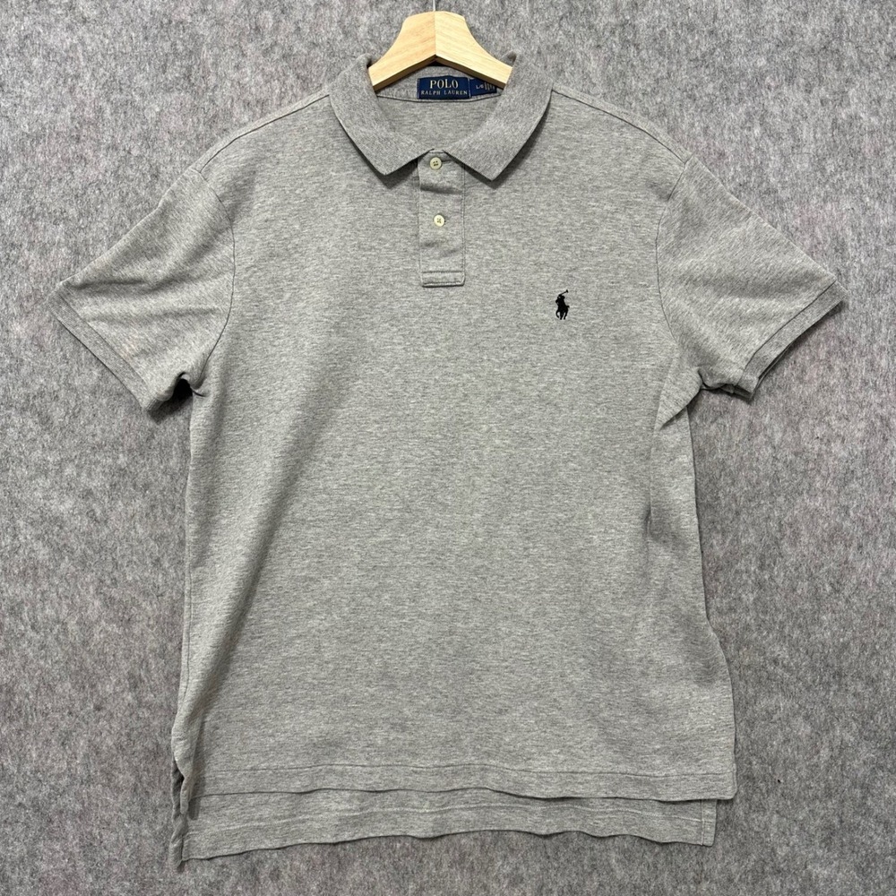 Polo Ralph Lauren Mens Gray Short Sleeve Classic Fit Polo Shirt Sz Large